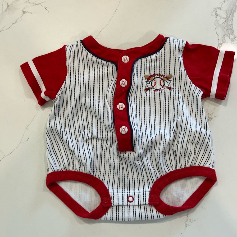Simply Basic Red and White Striped Baby Onesie